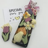 Cho-lala boeketje chocolade tulpen | chocolade cadeau | verjaardag, felicitatie, zomaar | 165 gram chocolade tulpen en bloemen | Voor Mama