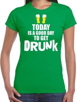 Groen fun t-shirt good day to get drunk  - dames - St Patricks day / festival shirt / outfit / kleding L