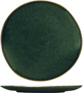 1x stuks rond diner bord Otylia groen 26 cm - Dinerbord van aardewerk