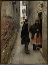 Kunst: A Street In Venice C. 1880-82 van John Singer Sargent. Schilderij op canvas, formaat is 30X45 CM