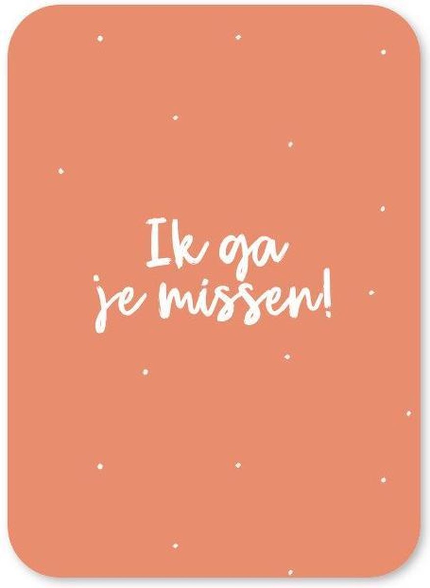 Wenskaart Ik ga je missen - 10 stuks - A6 - Kaartenset - Oranje - Afscheid Collega