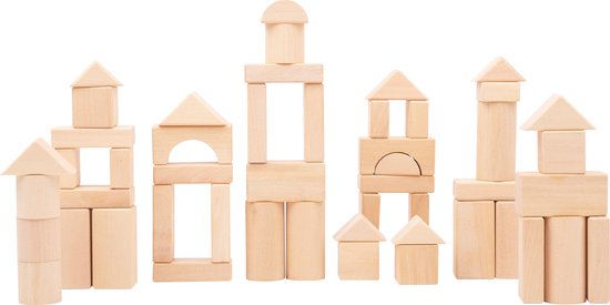 Small Foot - Houten Blokken 'Naturel' (50 stuks) - Houten speelgoed vanaf 1 jaar
