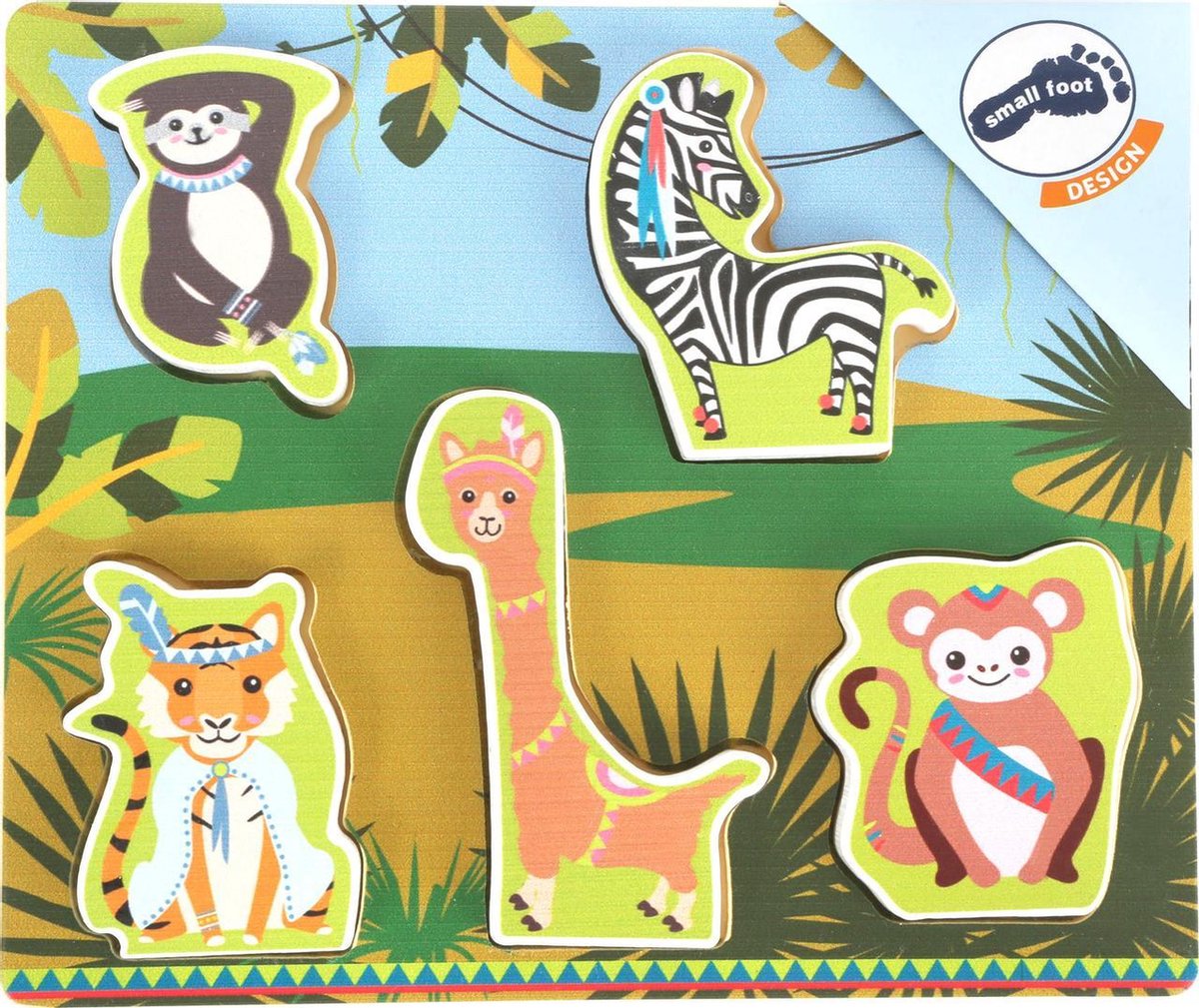 Houten puzzel &quot;in de jungle&quot; FSC® Kinderpuzzel 1 jaar