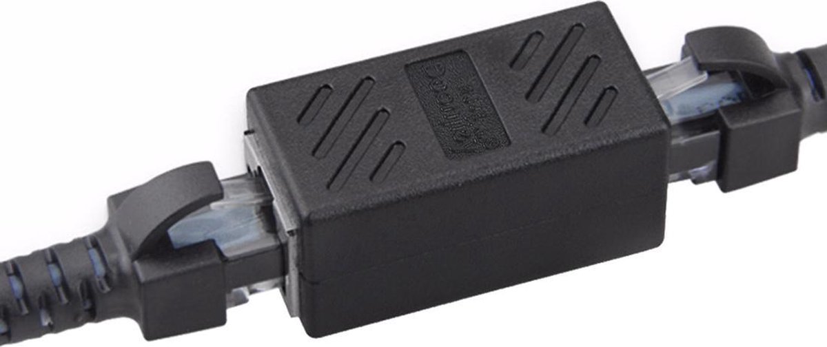 By Qubix - Netwerk LAN connector - internet kabel verlengstuk RJ45 - Zwart - internet kabel