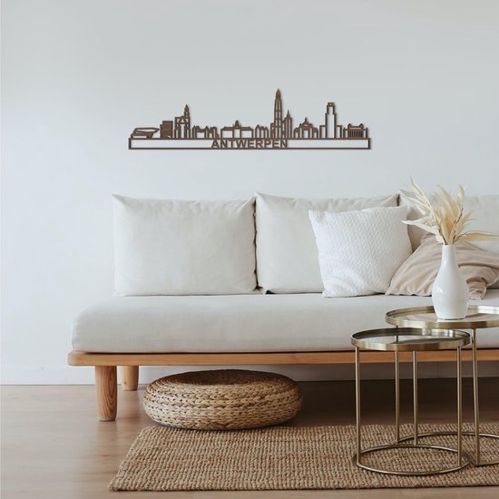 Skyline Antwerp noyer - 90cm - Décoration murale City Shapes