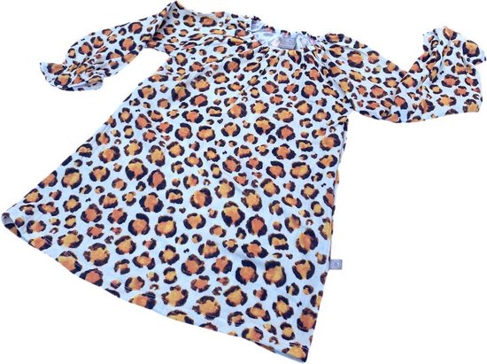 tinymoon Filles Dress Soft Nature Leopard – modèle Flare – Papaya – Taille 68
