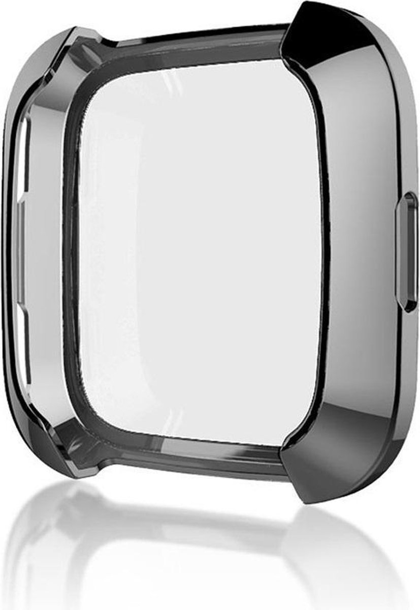 By Qubix - Geschikt voor fitbit Versa 1 soft TPU case (volledig beschermd) - Zwart