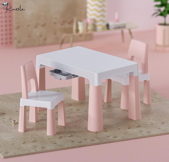 bros Periodiek poort Setje tafel met 2 stoelen Roze - Binnen - Buiten - Picknick - Bureau -  Keuken | bol.com