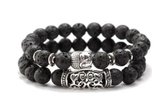 Boeddha - Armband |2 delig | Boedha armband | zwarte armband | valentijn voor hem en haar -koppel armband -valentijns cadeau voor hem of haar -Armband -boeddha kralen armband -geluksarmband-  boeddha cadeau - kerst cadeau - sinterklaas cadeau