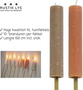 2 XL Tuinfakkels Kaarsen Buiten Tuin - Rustik Lys - 20 branduren - Fudge en Loam - Gezelligheid Buiten