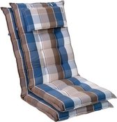 Blumfeldt Sylt Set van 2 tuinkussen - stoelkussen - zitkussen - hoge rugleuning - hoofdkussen - 50 x 120 x 9 cm - UV-bestendig polyester