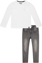 Koko Noko BIO Basics Set(2delig) Jeans NOX GREY en Shirt LS Wit - Maat 74/80
