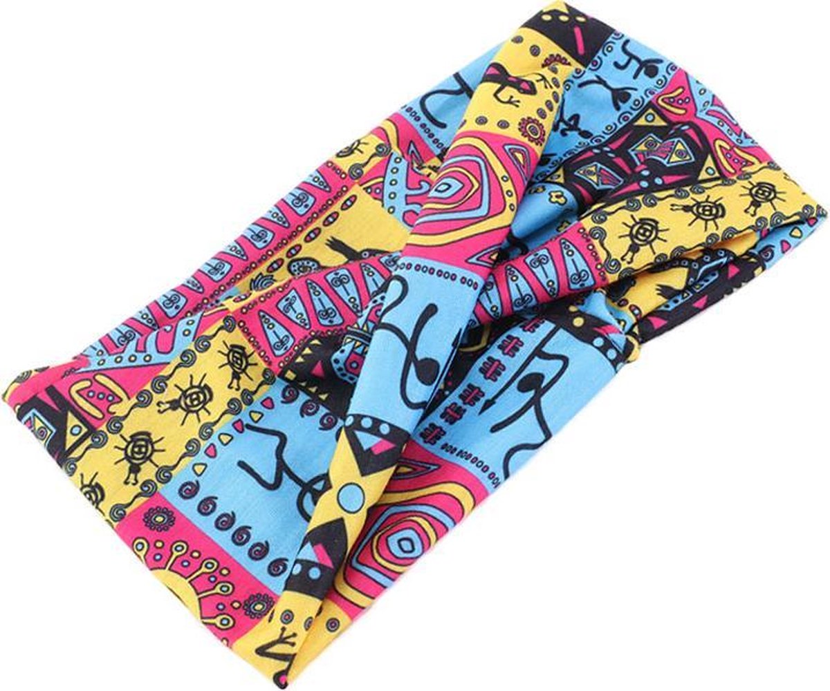 Haarband - Sport haarband - Blauw/Geel/Rose - Dames haarband - Meiden haarband - Tieners haarband - Make up - Vrijetijdshaarband - Twist haarband - Haarverzorging