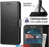 Hoesje geschikt voor Motorola Moto G9 Plus Hoesje book case - Moto G9 portemonnee hoesje luxe - Wallet sase - zwart - EPICMOBILE