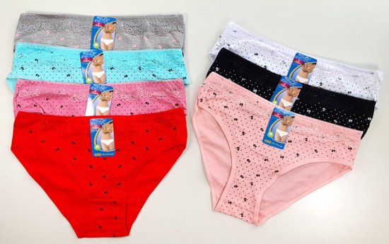 Dames slips gestipt ondergoed multipack 7 stuks katoen maat XS | bol.com