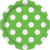 Lime Groene Borden Stippen 17,5cm 8st
