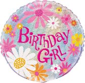 Helium Ballon Birthday Girl 45cm leeg