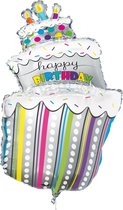 Happy Birthday Taart Helium Ballon 102cm leeg
