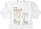Grote zus shirt-Bekendmaking zwangerschap-this little miss-wit-goud-Maat 80