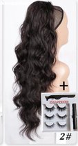 Long wavy , big curls ponytail hair synthetic Drawstring dark brown -Paardenstaart Haar Extension donkerbruin kwaliteit Lang Krullend 26 inch ( 66cm ) #2 +KNAPZEKER S11 Magnetische Wimpers - 