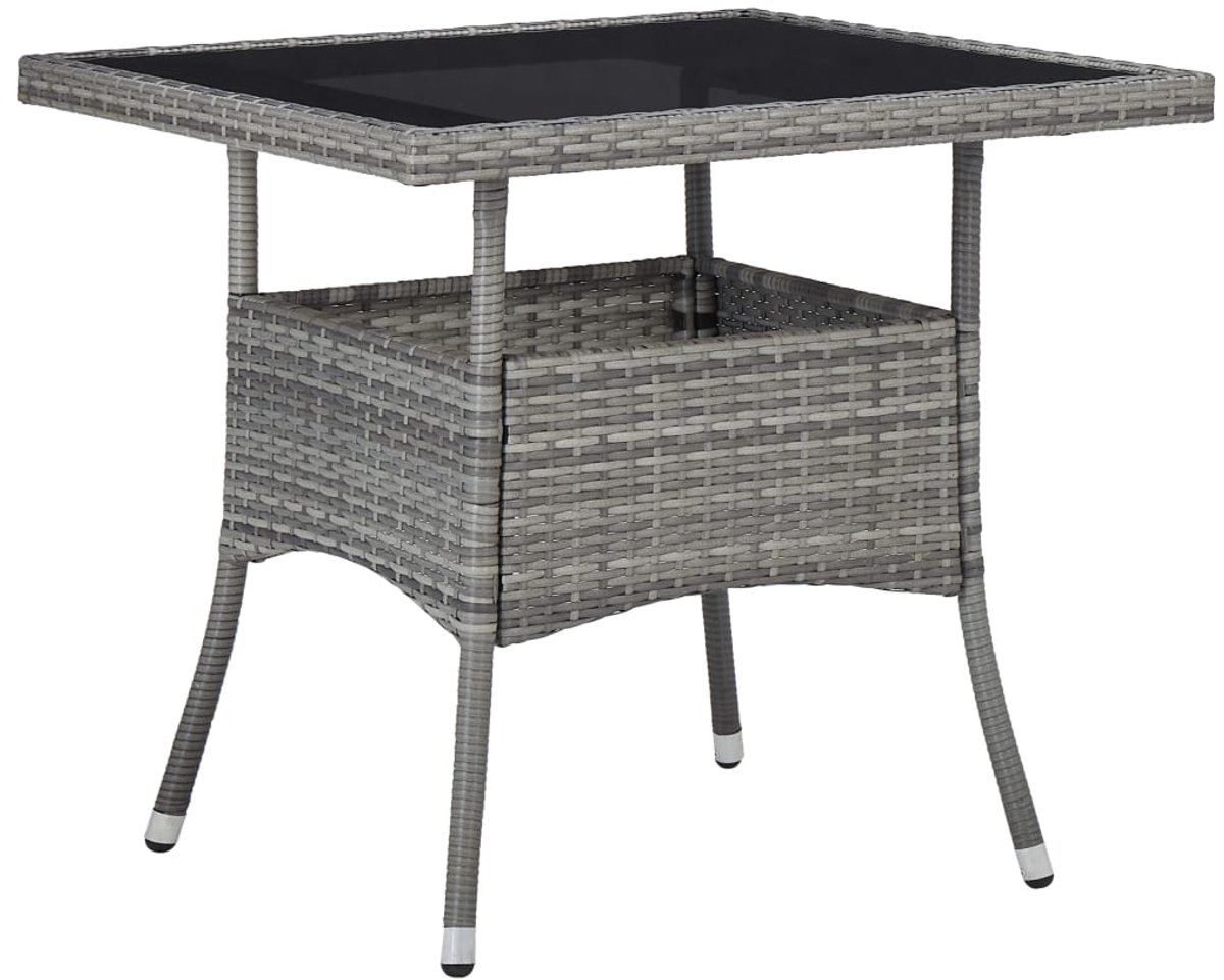 vidaXL Tuintafel poly rattan en glas grijs