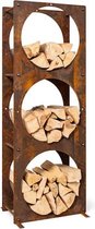 blumfeldt Trio Circulo houtopslag - 55 x 160 x 30 cm - 3 opbergvakken - weerbestendig - 3 mm staal rek