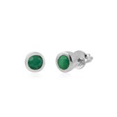SilverGems Zilveren oorstekers met facet geslepen ronde Smaragd edelstenen