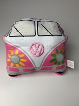 Pluche Volkswagen Kampeerbus VW T1 Roze met bloemen Sierkussen