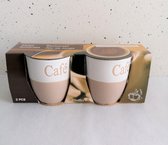 Siaki Café kopje voor koffie, espresso of Senseo, set 2 stuks, beige, 150 ml
