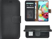 Samsung Galaxy A71 Hoesje - 4G - Bookcase Hoesje - Samsung A71 Wallet Book Case Echt Leer Zwart Cover