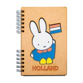 KOMONI - Duurzaam houten notitieboek - Gerecycled papier - Navulbaar - A5 - Gelinieerd - Nijntje Holland