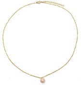 Ketting met Steen - Amazoniet - RVS - Lengte Verstelbaar 45-50 cm - Goudkleurig