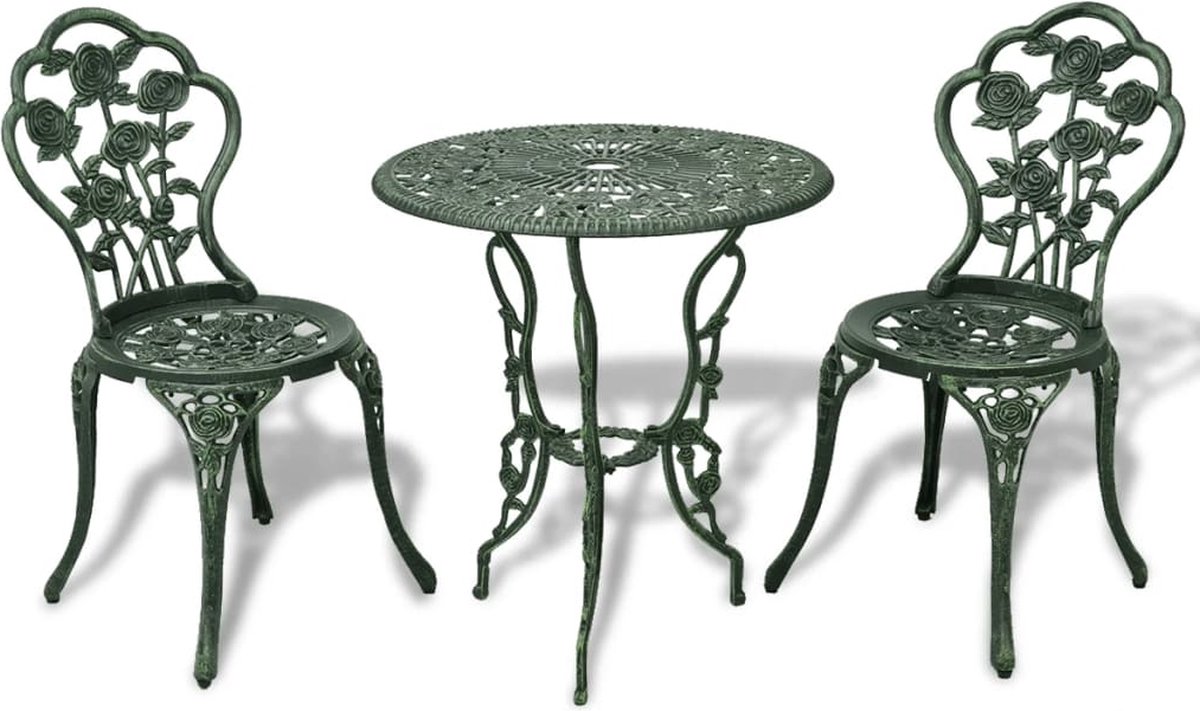 vidaXL Bistroset gietaluminium groen