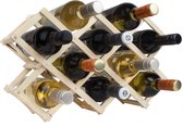 QUVIO Wijnrek - Wijnkast - Drankkast - Wijnrekken - Wijnrek staand - Wijnaccessoire - Hout - Voor 10 flessen - Inklapbaar - 12,5 x 29,5 x 27 cm (lxbxh) - Bruin