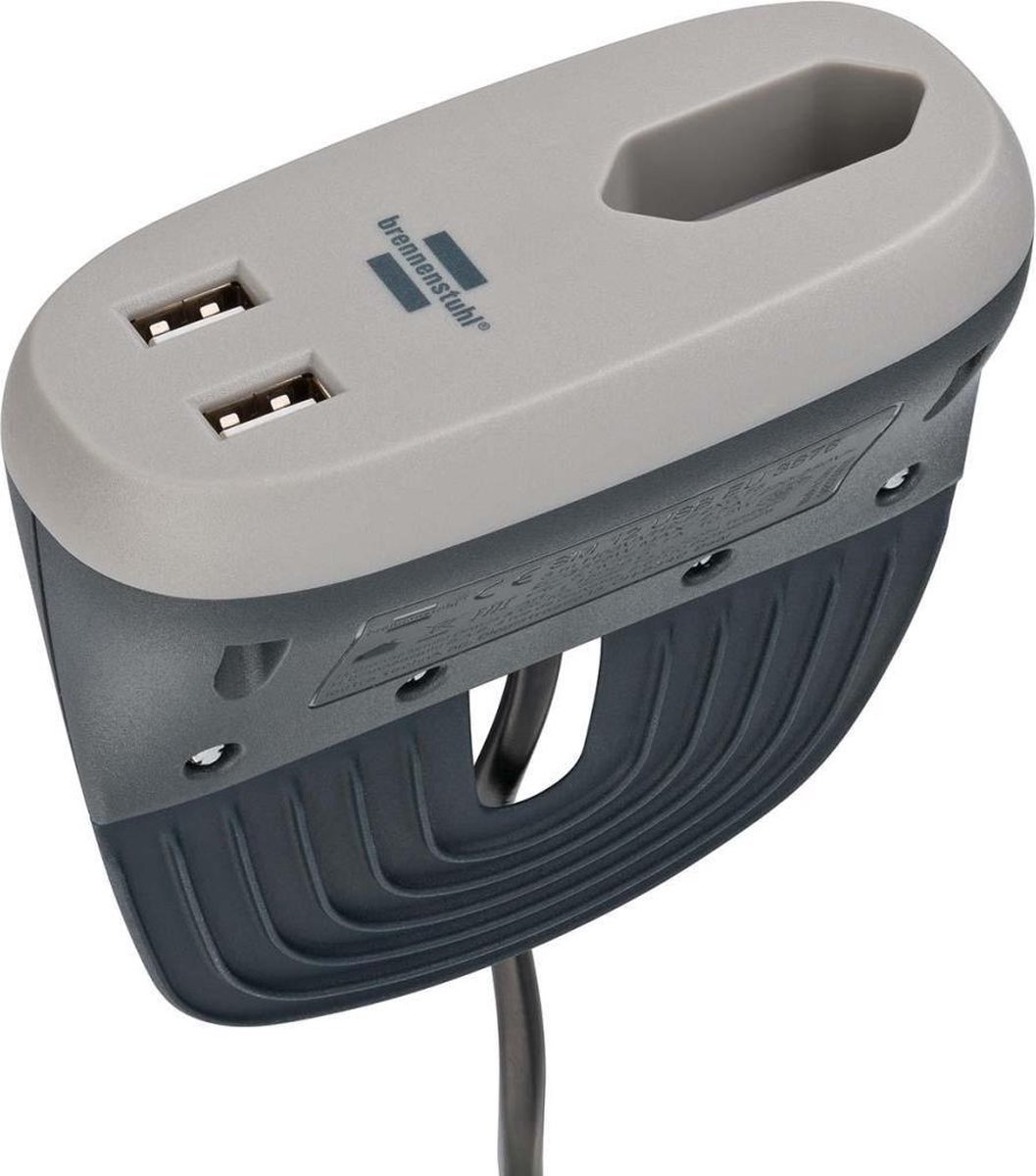 brennenstuhl®estilo stekkerdoos voor banken met USB-aansluitingen (design stekkerdoos met 1x Eurostekker en 2x USB-lader...