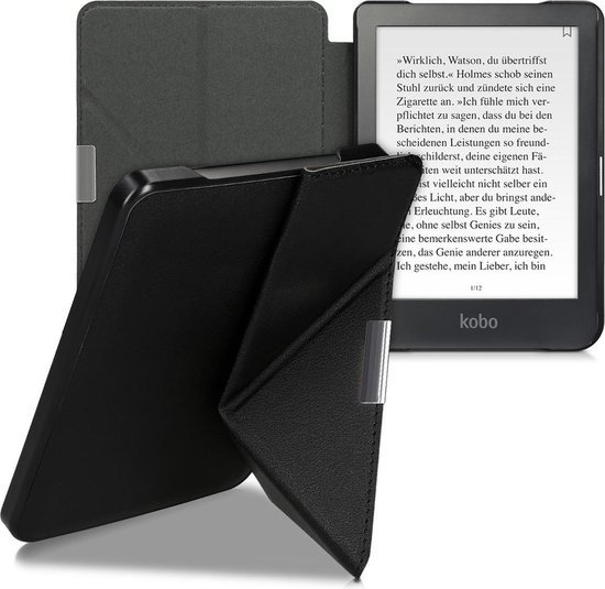 kwmobile e-reader hoesje geschikt voor Kobo Clara HD hoes - Ereader flip case met standaard - E reader cover van kunstleer - In zwart van Merkloos — afbeelding 3