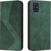 Voor Samsung Galaxy A71 4G Huid Voelen Magnetisch S-type Effen Kleur Horizontale Flip Lederen Case met Houder & Kaartsleuf & Portemonnee (Groen)