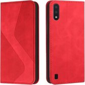 Voor Samsung Galaxy A10 / M10 Skin Feel Magnetisch S-type Effen Kleur Horizontale Flip Lederen Case met Houder & Kaartsleuf & Portemonnee (Rood)