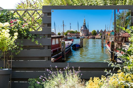 Le vieux port de Hoorn au printemps affiche de jardin 120x80 cm - Toile de jardin / Toile d'extérieur / Peintures d'extérieur (décoration de jardin)