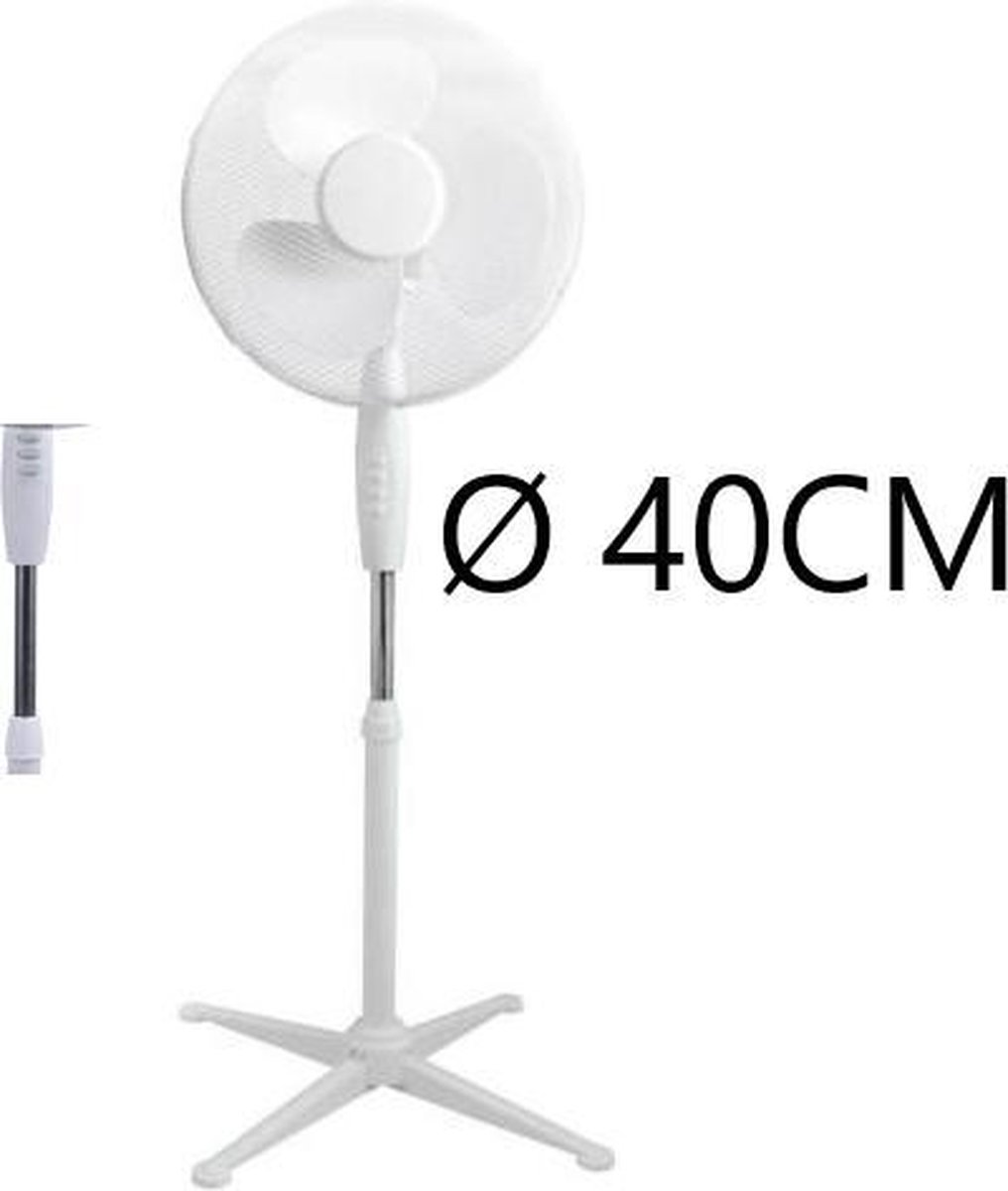 Ventilator in de hoogte verstelbaar 40Ø en oscillerend - witte uitvoering