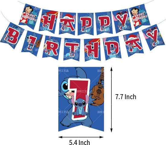 Décoration de fête d'anniversaire sur le Thema Lilo & Stitch / Set de  drapeau de