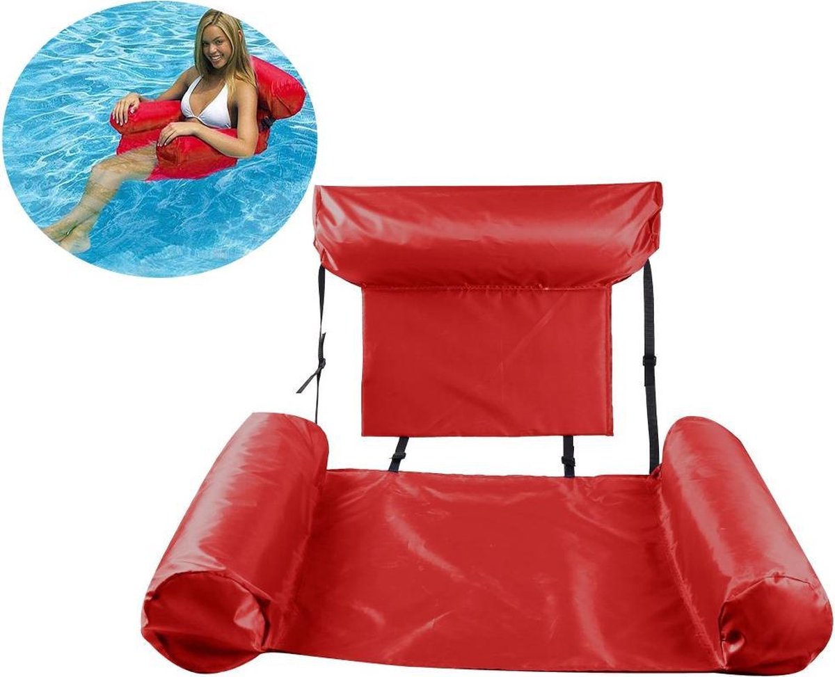 Rode Opblaasbare Drijfstoel Drijvende WaterStoel LoungeStoel WaterHangmat Zwembad Ligbed Luchtbed - Floating Bed - Beach Float - Float LoungeStoel - Drijvende Water Ligstoel - Opblaasbaar
