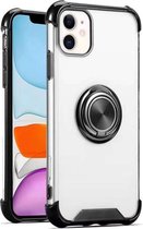 iPhone 12 / 12 Pro hoesje - Backcover met Ringhouder - Verstevigde hoeken - Transparant / Zwart