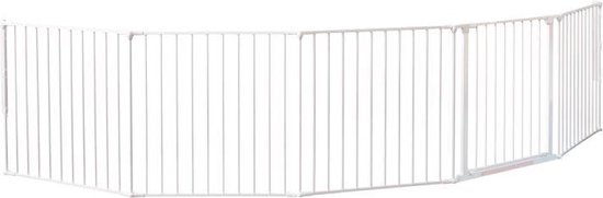 BabyDan Clôture de Sécurité Écran de Cheminée Flex XXL 90 à 350 cm Métal Wit avec Porte et Fixation Murale