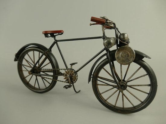 art en métal - vélo antique avec moteur auxiliaire - noir - 10 cm de haut |  bol