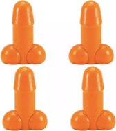 Tirecockz ventieldoppen cover penis / piemel siliconen 4 stuks oranje
