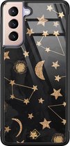 Samsung S21 hoesje glass - Counting the stars | Samsung Galaxy S21  case | Hardcase backcover zwart