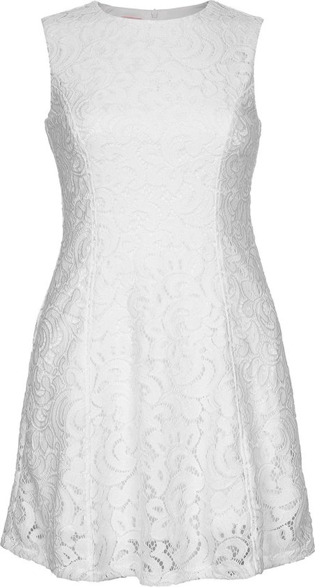 La V A lijn kanten jurk met mouwloze Wit - 152 | bol