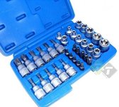 Torx dopset, torxset en E socket set, 34 delig, 3/8 duims