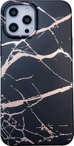 Hoesje geschikt voor iPhone 8 - Backcover - Softcase - Marmer - TPU - Zwart